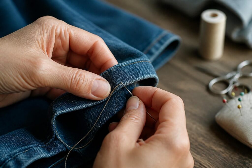 apprenez à réaliser un ourlet de pantalon à la main facilement grâce à notre guide étape par étape, idéal pour retoucher vos vêtements en toute simplicité.