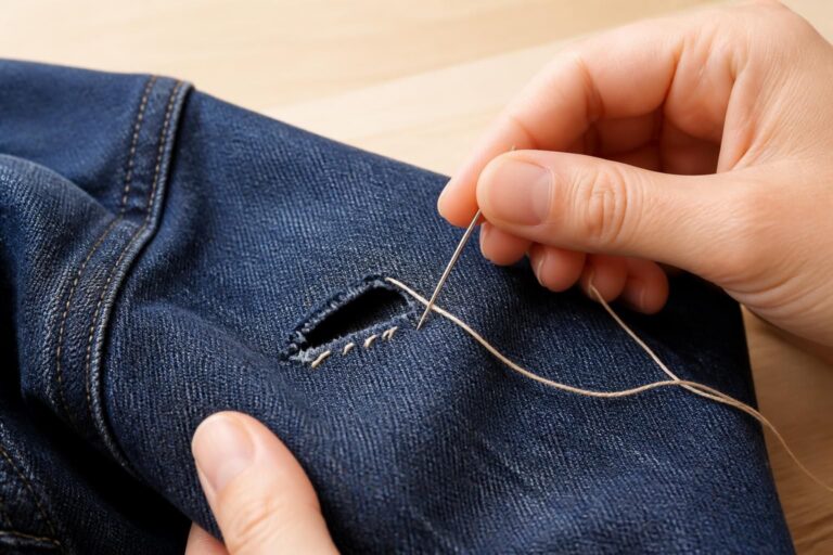 apprenez à recoudre un trou dans un pantalon à la main facilement grâce à notre guide étape par étape, même si vous êtes débutant en couture.