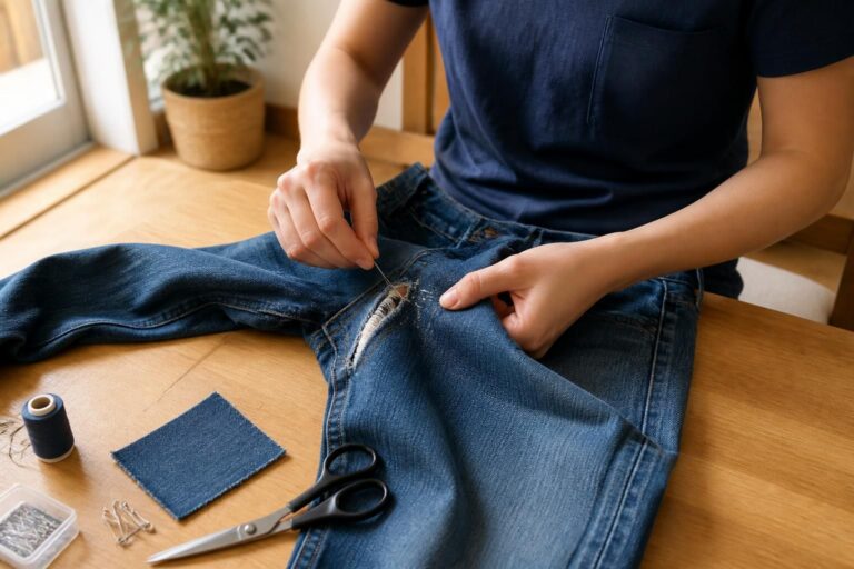 découvrez comment réparer facilement un jean déchiré entre les jambes sans utiliser de machine à coudre grâce à nos astuces simples et rapides.