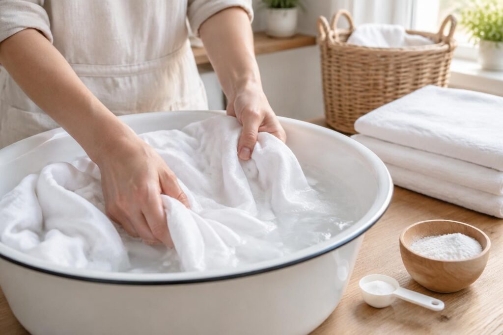 découvrez comment blanchir le linge blanc en douceur avec des méthodes efficaces pour raviver son éclat sans abîmer les fibres.