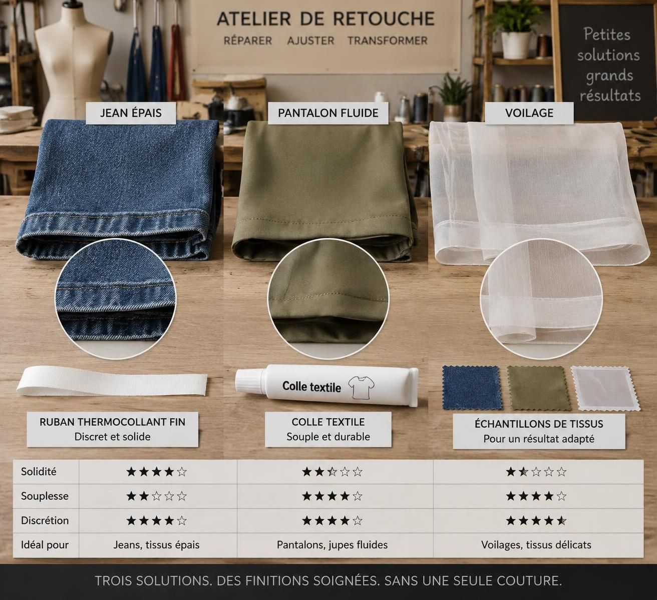 découvrez comment réaliser facilement un ourlet sans couture grâce à des astuces simples pour ajuster vos vêtements sans aiguille ni fil.