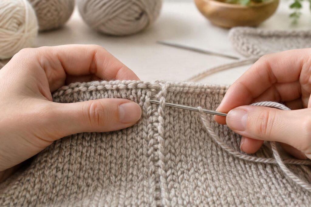 découvrez comment réaliser une couture invisible au tricot pour assembler vos pièces proprement et obtenir des finitions discrètes et professionnelles.
