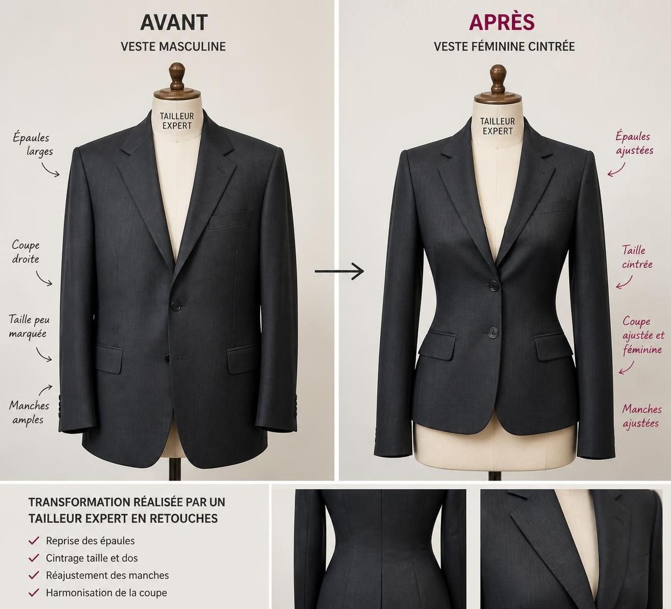 découvrez comment un tailleur retouche peut vous aider à obtenir un ajustement parfait pour vos vêtements, en sublimant votre silhouette grâce à des modifications sur-mesure.